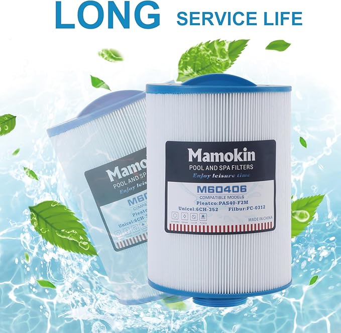 6CH-352 Spa Filter Replaces PAS40-F2M, FC-0312, PMA-R1/X268546 with Closed Handle, Artesian Spas 06-0014-12,06-0055, 2" MPT/Male Thread Hot Tub Filter Cartridge 2 Pack