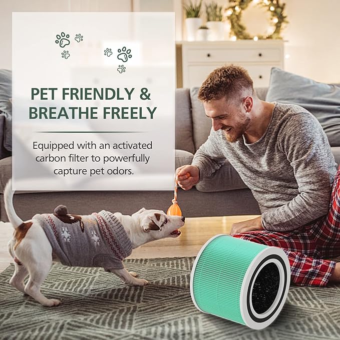 Core 300 Toxin Absorber Replacement Filter for LEVOIT Core300-P Core 300 VortexAir Air Purifier, 3-in-1 HEPA and Activated Carbon, Core 300-RF-TX, 2 Pack, Green