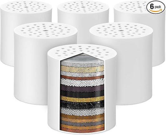 6 Pack 20 Stage Shower Filter Replacement by Cenipar Shower Cartridge Filter, Shower Head Filter Refill with Vitamin C Shower Head Replacement Filter for Hard Water