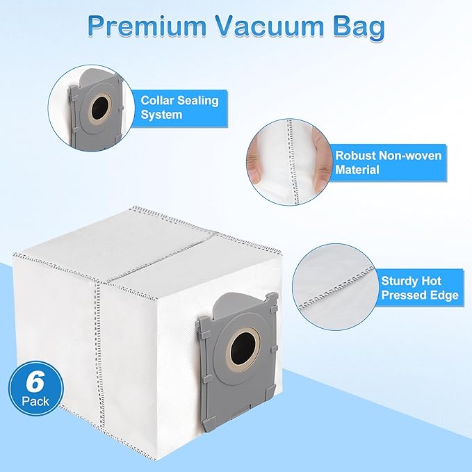 19 Pack Replacement Parts for Ecovacs Deebot X8 Pro Omni for Yeedi S14 Plus Robot Vacuum Accessories include 1 Main Brush, 1 Roller Mop Pad, 4 Hepa Filter, 6 Side Brush, 6 Dust Bag