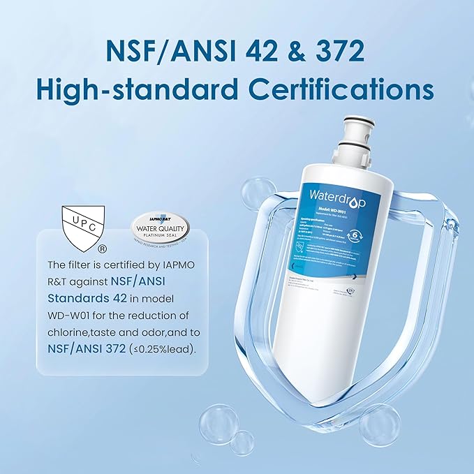 Waterdrop 3US-AF01 Under Sink Water Filter, Replacement for Standard Filtrete® 3US-AF01, 3US-AS01, Aqua-Pure AP Easy C-CS-FF, WHCF-SRC, WHCF-SUFC, WHCF-SUF, NSF/ANSI 42 Certified, Pack of 2