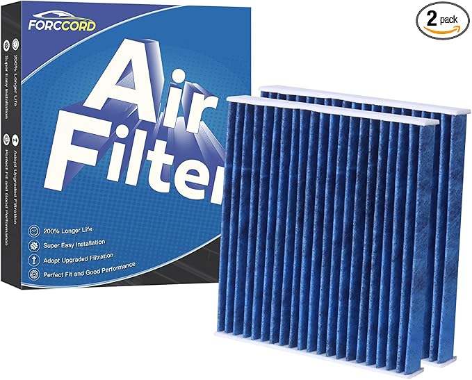 2-Pack Cabin Air Filter Fits for Elantra(17-20), Accent(18-22), Elantra GT(18-20), Forte/Forte 5(20-24), Rio(18-23) Activated Carbon Cabin Filter Replacement 97133-F2000 Car Accessories