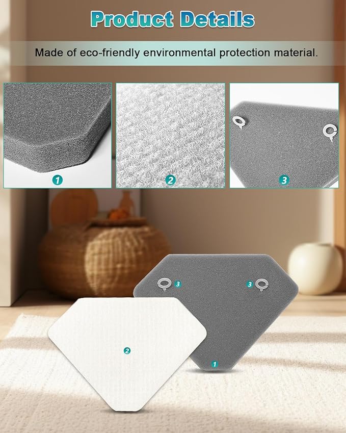 4 Pack BU3523 BU3120 Pre-Motor Foam Felt Filter Kits compatible with Shark BU3120 Clean Lightweight Cordless Cleaner, Shark BU3523 Clean Empty Cordless Stick Vacuum, Auto Empty System, XFBU3000