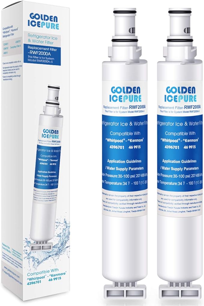 GOLDEN ICEPURE EDR6D1 Water Filter Replacement for NGRG2000, 2Pack, Everydrop Filter 6, 4396702, 4396701, AQF-4396701, WF-NL120V, 469915, SGF-W10, WF293, EFF-6001A