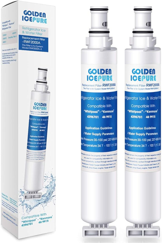 GOLDEN ICEPURE EDR6D1 Water Filter Replacement for NGRG2000, 2Pack, Everydrop Filter 6, 4396702, 4396701, AQF-4396701, WF-NL120V, 469915, SGF-W10, WF293, EFF-6001A