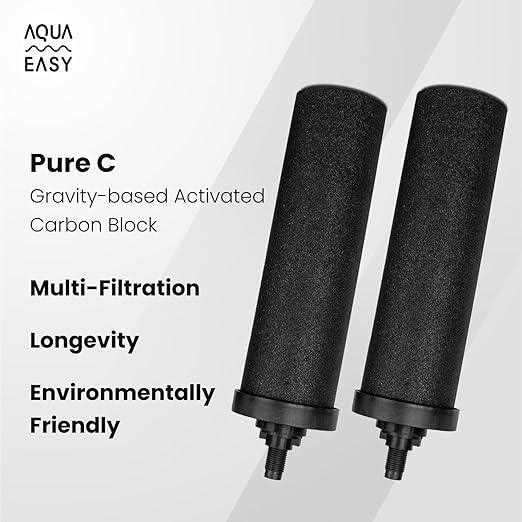 AquaEasy NSF/ANSI 372 Certified Stainless Steel Gravity Water Filter System with Tap (2.25 Gallon) with 2X Activated Carbon Filter, Countertop Water Filtration System with Tap (Lite)