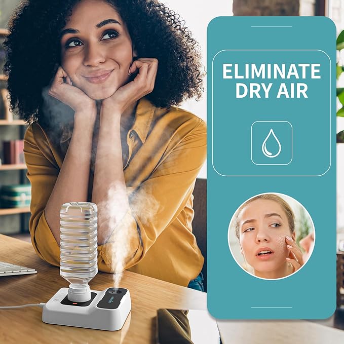 Portable Humidifiers for Travel, Small Mini Humidifier with Auto Shut-Off, Nightlight and Storage Bag for Hotel, Bedroom or Office, Plant Humidifier Indoor, White