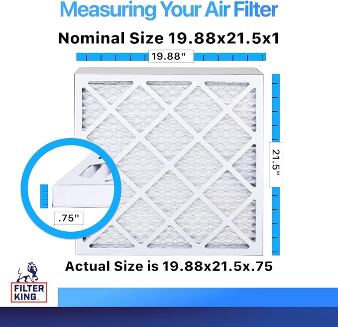 Filter King 19.88x21.5x1 Air Filter | 4-PACK | MERV 8 HVAC Pleated A/C Furnace Filters | MADE IN USA | Actual Size: 19.88 x 21.5 x .75"