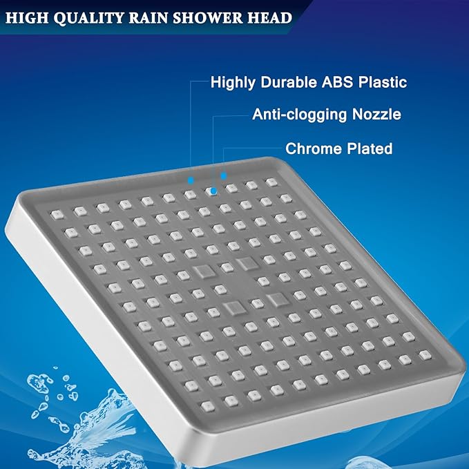 High Pressure Filtered Shower Head Set, 6’’ Rain Shower Filter for Hard Water, Universal Square Showerhead 20 Stage Filtration Removes Impurities for Rejuvenated Skin by Eolax, Brushed Nickel