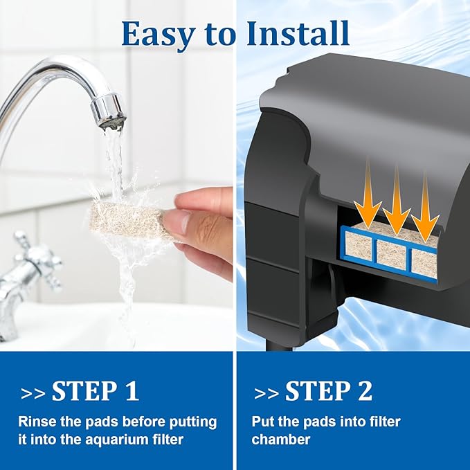 24pcs Ammonia Reducer Filter Pads for Aqueon QuietFlow LED PRO Model 30 and 50, Replacement Filter Cartridges for Aqueon