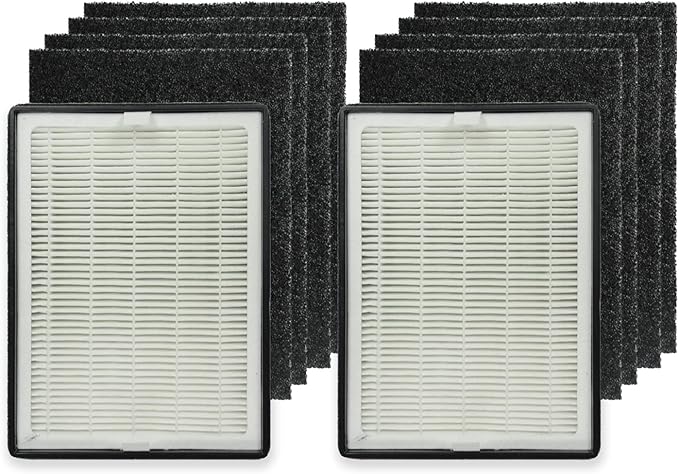 PUREBURG LV-H126-RF Replacement Filter Compatible with LEVOIT LV-H126 Air Purifier,2-Pack H13 HEPA + 8 x Activated Carbon Pre-Filters, Air Clean Dust VOCs