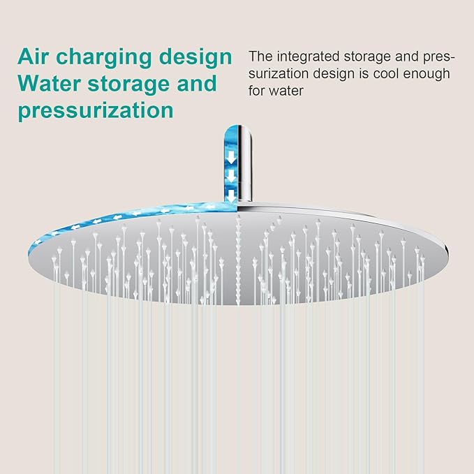 All Metal Rain Shower Head - Heavy Duty Stainless Steel, Easy Install, High Water Flow, Ultra-Thin Modern Design for Bathroom (Chrome, 16)