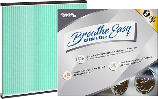 Spearhead HEPA Breathe Easy Cabin Filter, Up to 99.97% Filtration of 0.3 Micron Particles w/No Airflow Reduction (BE-132H)