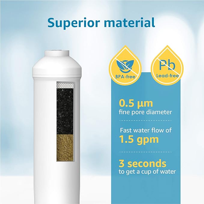 AQUA CREST 5KDC Under Sink Water Filtration System, Direct Connect Under Sink Water Filter, Reduces PFAS, PFOA/PFOS, Chlorine, NSF/ANSI Tested 5K Gallons Ultra High Capacity