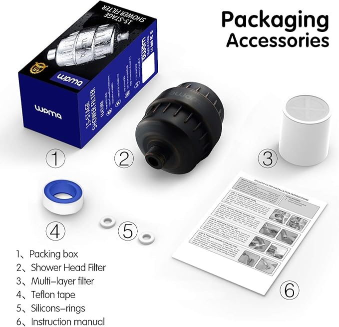 Shower Filter,Hard Water filter Shower Head Filter 15 Stage Cartridge Remove Chlorine Heavy Metals and Other Sediments,Vitamin C Water Softener Reduces Dry Itchy Skin,Dandruff BWDM(Oil-Rubbed Bronze)