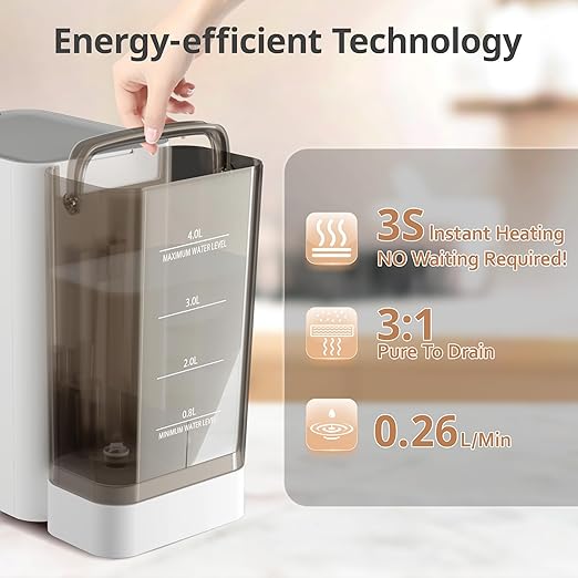 ICEPURE 4-in-1 Reverse Osmosis Water Filter Countertop, Water Purifier System, RO Home Water Filter Dispenser Hot and Cold, Bottleless Water Cooler Countertop, 3:1 Pure to Drain Water Machine