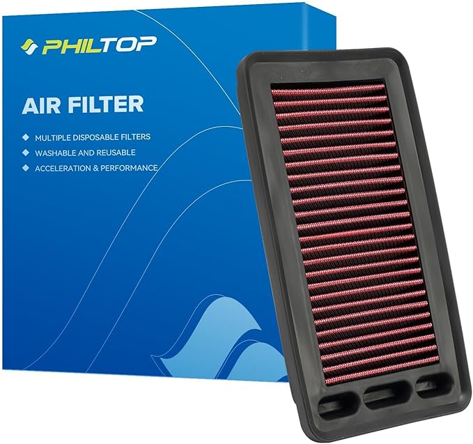 PHILTOP Engine Air Filter, High Performance, Premium, Washable,Replacement Car Air Filter for CA12050, 2017-2022 CR-V, 2016-2021 Civic, 2017-2020 Civic Si, 2014-2019 Civic X