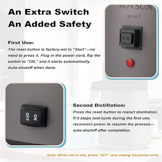 ROVSUN 1.1 Gallon/4L Water Distiller for Home Countertop, Stainless Steel Interior & BPA-Free Container, 750W Distilled Water Machine Water Maker Purifier, Distilling Pure Water Maker, 1L/H, Gray