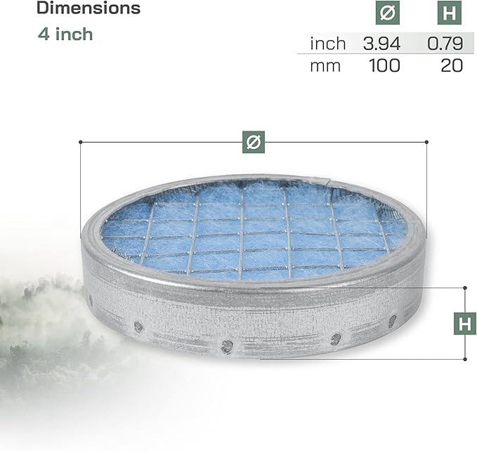 Vent Systems 4" Filter Replacement - Duct Filter - G4 Class Filtration Purifier System with Steel Mesh Screen - Air Vent Filters for Dust Collection/Air Purification - Rigid/Flexible Vent Hose