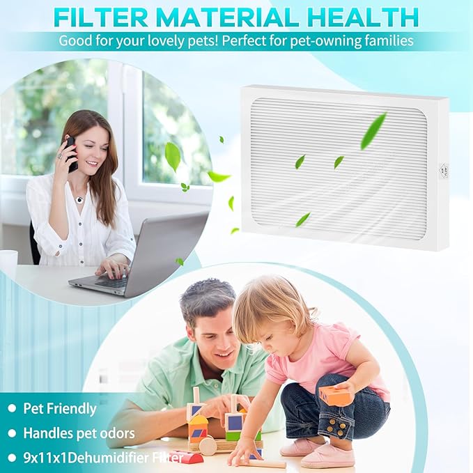9 x 11 x 1 MERV 13 Replacement Dehumidifier Filter Compatible with Santa Fe Compact70, Ultra70, Element, Compact2, UA 65H dehumidifier Models 2 Pack