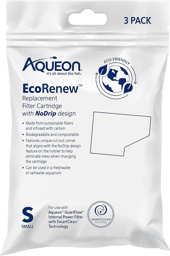 Aqueon Aquarium Fish Tank EcoRenew Filter Cartridge, Small 3 Pack