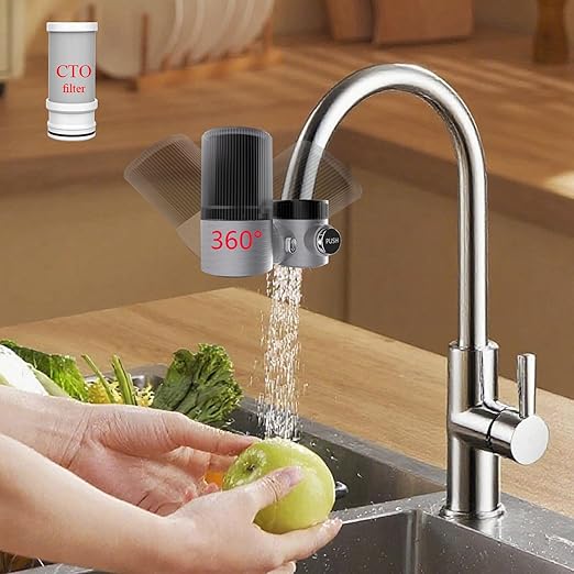 Advanced Sink Faucet Filter, 360 ° Rotary Faucet Water Purifier, NSF Certified Level 5 Filtration, Compatible with 99% of Faucets(Black-T6-CTO)