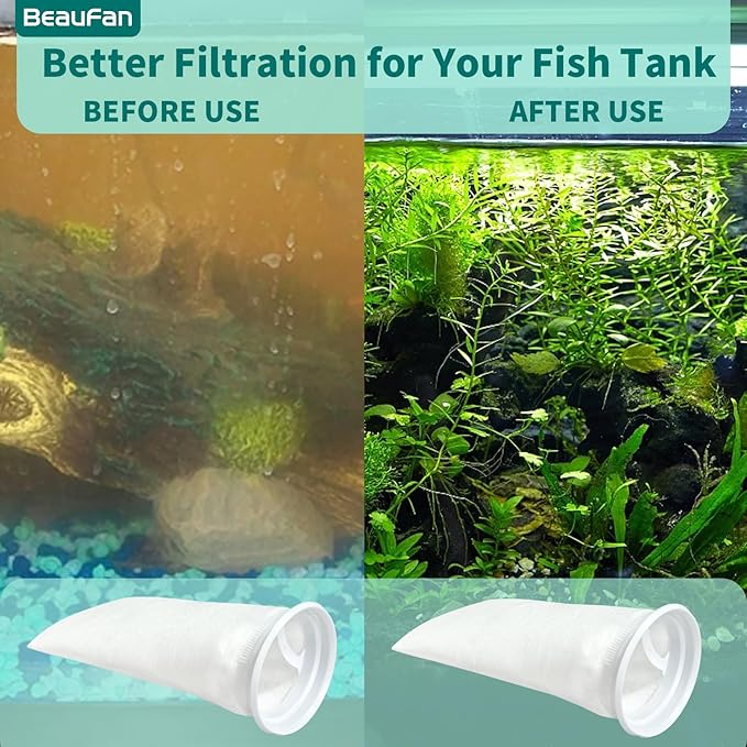 2 Pack 4 Inch Ring Felt Filter Socks 200 μm Compatible with Waterbox Marine X 60.2, 90.3, and 110.4, Aquarium Filter Bags for Saltwater, 4 Inch Ring by 10.4 Inch Long