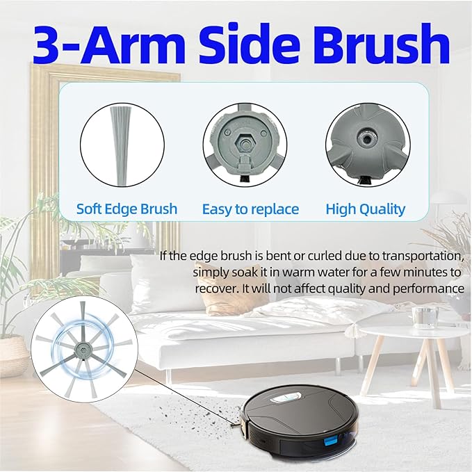 Replacement Parts Accessories Kit Compatible with Honiture V8 Pro Robot Vacuum Cleaner 1 Main Brush, 6 Side Brushes, 4 Hepa Filters, 4 Mop Pad