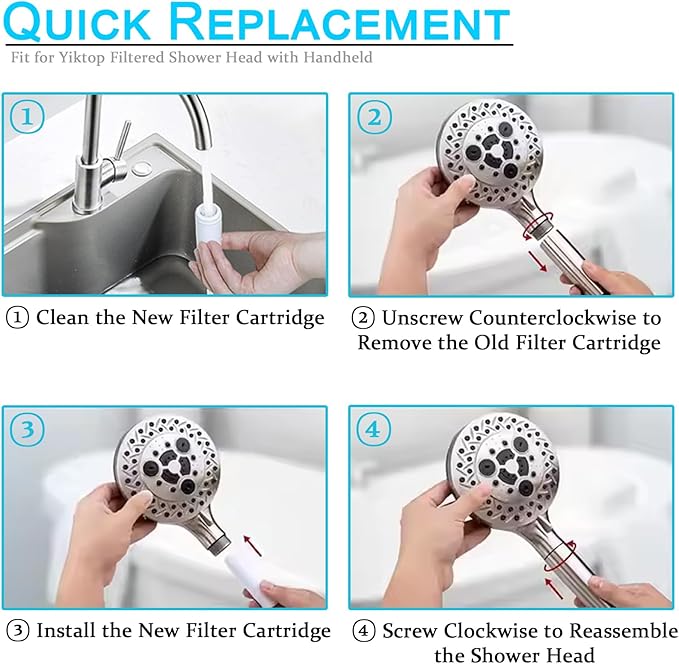 Shower Filter Replacement Cartridge for Yiktop Shower Head Filter, 15 Stage Shower Water Filter, 2 Pack