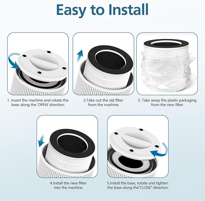 2 Pack Demi Filter Replacement, Compatible with Afloia Demi Air Purifier, HEPA 360° 3-Stage Filtration, Works for Hair Pet Dander, Odor, Dust Smoke, Pollen