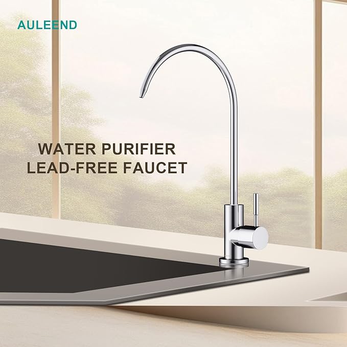 Brass Reverse Osmosis Faucet, Sink Water Filter System, Suitable for Most Reverse Osmosis or Water Filtration Systems, Kitchen Bar Sink Drinking Water Faucet (Chrome)