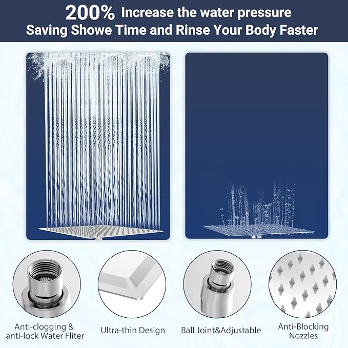 All Metal 3-Way Rain Shower Head,10 Spray High Pressure Showerhead Combo,Shower Filter Head For Hard Water, Adjustable Bar Upgrade Dual Shower Head-Reduces Dry Itchy Skin Chrome