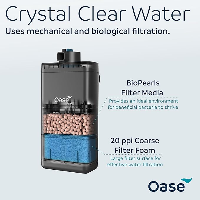OASE EcoFlow 60 Internal Aquarium Filter, for Freshwater and Saltwater Tanks Up to 15 Gallons, Quiet, Customizable Water Flow, Multi-Stage Filtration
