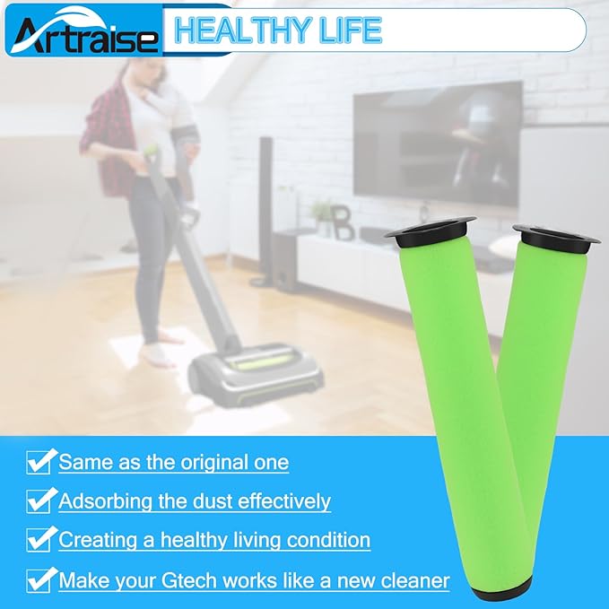 Artraise Air Ram Filter Replacement for Bissell AirRam 1984 Cordless Vacuum Parts Filter 2144 21448 19841 19844, AirRAM for Gtech Mk2 K9 Filters Cordless Vacuum Cleaner, part#1611215 (4 Pack Filters)