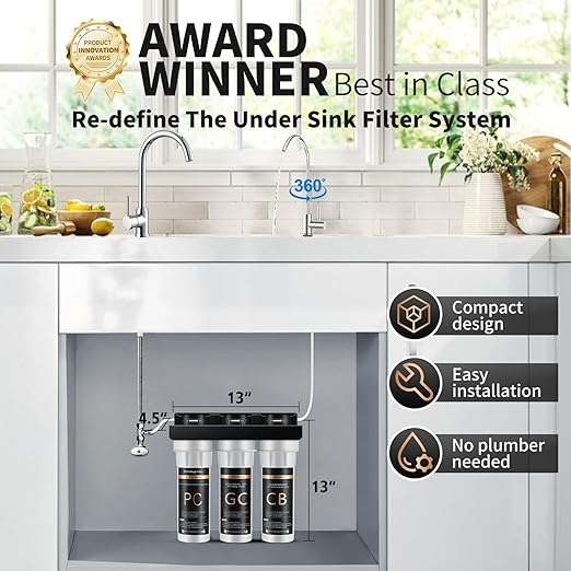 WINGSOL Under Sink Alkaline Water Filter with Faucet, 10-Layer Water Filter System Reduces Heavy Metals, Chlorine, Sediment, Improves Taste, Remineralization, NSF Certified