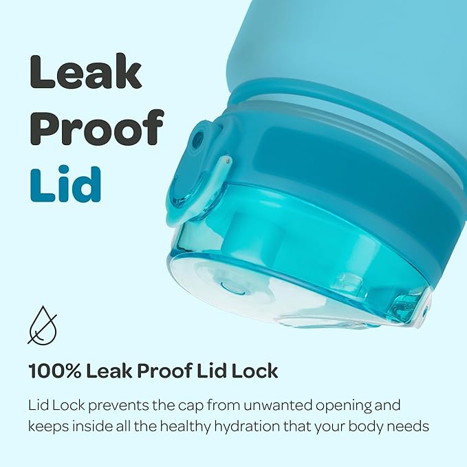 Hydracy Water Bottle with Time Marker -Large BPA Free Water Bottle & No Sweat Sleeve -Leak Proof Gym Bottle with Fruit Infuser Strainer & Times to Drink -Ideal for Fitness Sports & Outdoors