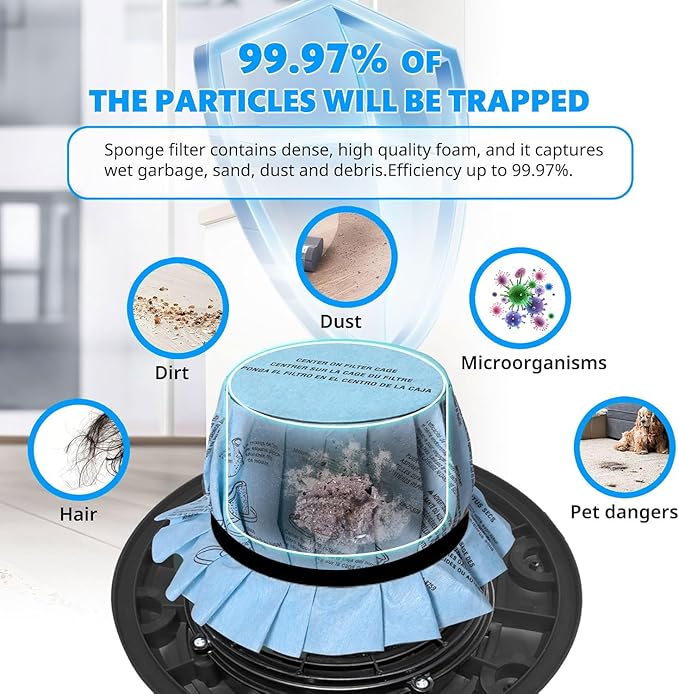 90304 Replacement Filter for Shop Vac 90304 90350 90333 90585 5 Gallon and above Wet/Dry Vacuum compatible with Shop Vac Vaccuums 2 replacement filter+2 lids+4 foam sleeve filters+4 Filter cloth,17pcs