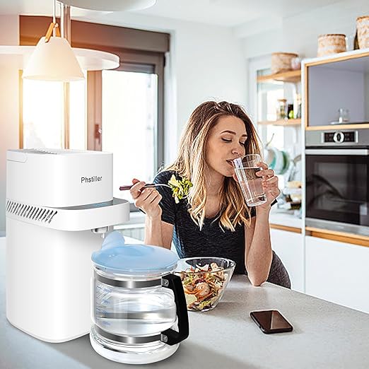 Intelligent Water Distiller Machine for Home-1.1 Gal Home Countertop Distilled Water Maker with Real-time Monitoring for Distilling, 750W Distiller Maker Purifier with 4L Glass Container for Table