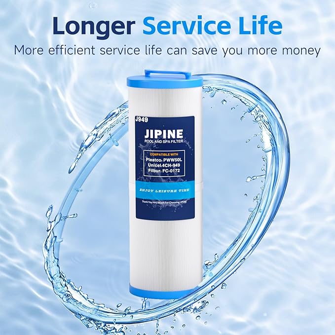 4CH-949 Spa Filter Replacement for Pleatco PWW50L, FIL50-5D13H15FCT-3, Filbur FC-0172, SD-01143, 817-4050, Compatible for Waterway Teleweir 50, Rising Dragon 50, Hot Tub Filter 2 Pack