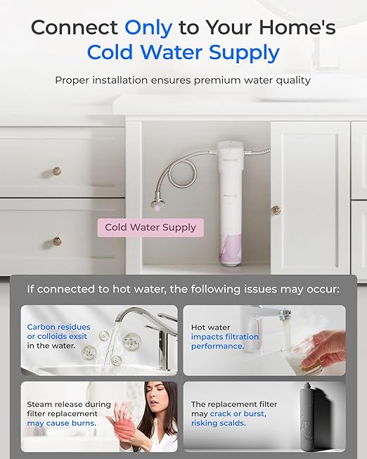 Waterdrop Water Filter for Bathroom for Face Care, Soft Water, Strontium-enriched, Reduce 99.9% of Baçtёria in Bathroom Sink Faucet, Reduces Skin Redness and Irritation, WD-BFU1