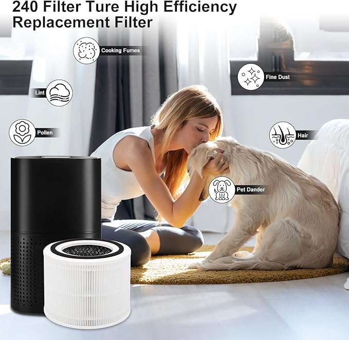 2 Pack 240 True 14 Replacement Filter Compatible with 240 A-ir Cleaner Purifier, 3-in-1 HP-14 Filter Replacement with Activated Carbon Filter,Fit For Pur-oair 14 Air Purifier