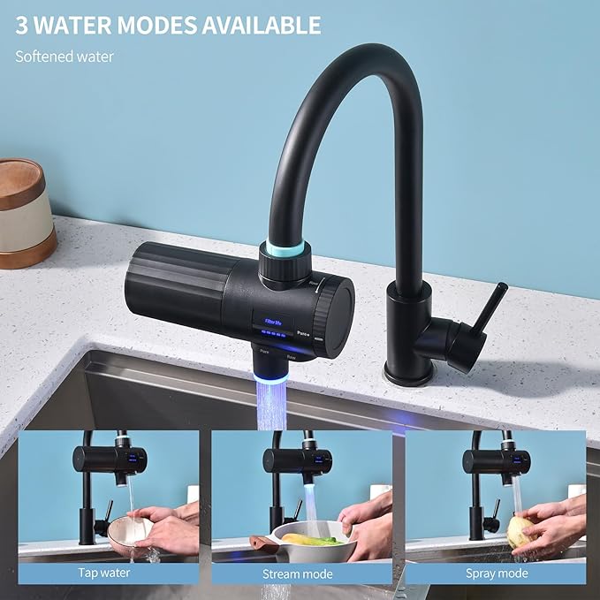 HOMELODY 3.0 Water Filter for Sink Faucet - Upgraded LED Display 3000-4000L Faucet Mount Tap Water Filter Reduces Lead Chlorine Heavy Metals, Fits Most Standard US Faucets