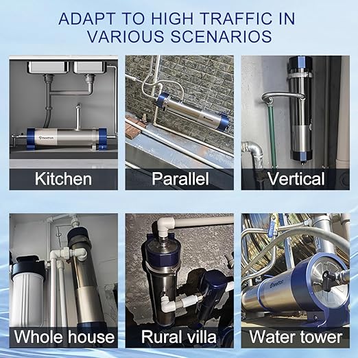 Under Sink Water Filter Reduces 99.99% of Contaminants Larger Than 0.01μm, 4.4GPM / 26,417 Gal, Reusable Ultra Filtration Membrane with 3-5 Year Lifespan for Well & City Water- UF2