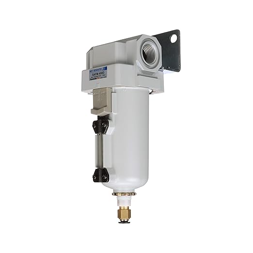 PneumaticPlus SAFM400-N04BD-MEP Compressed Air Coalescing Filter, 0.1 Micron, 1/2" NPT - Metal Bowl, Auto Drain, Bracket