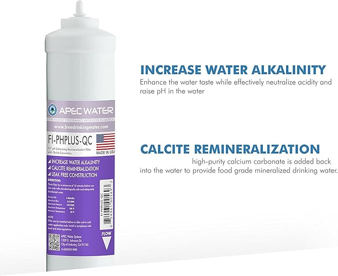 APEC Water Systems 10" High Purity PH+ Calcium Carbonate Alkaline Filters (1/4 Inch)