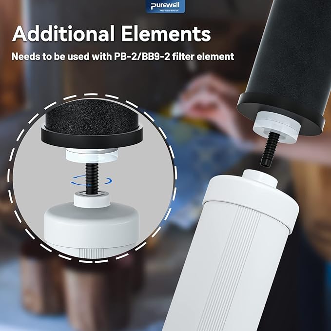 Purewell FL-2 White 5-Stage Fluoride Purification Elements, Replacement for Berkey® PF-2® Fluoride Filters, Berkey® Gravity Filtration System and Purewell System (2 Pack, K Series)