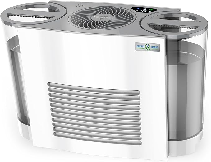 Vornado EVDC500 Energy Smart Evaporative Humidifier with Automatic Shut-off, 2 Gallon Capacity, LED Display, SimpleTank for Easy Fill and Cleaning, Dual Tank, Electronic Humidistat, 4 Fan Speeds