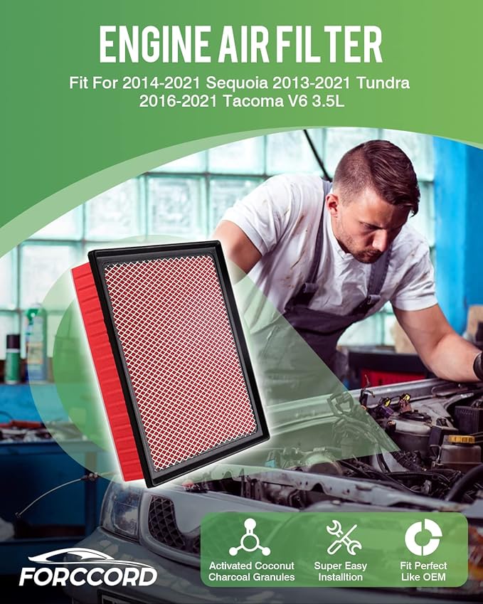 Cabin & Engine Air Filter Fits for Toyota Camry 2018 2019 2020 2021 2022 2023 2024 (3.5L/2.5L) Activated Carbon Cabin Filter Replacement CA12377 CF12157 (Not for Hybrid!)