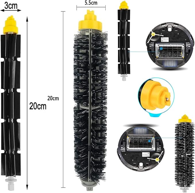 Replacement Parts for IRobot Roomba 600 &500 Series 694 692 690 680 660 665 651 650 614 595 585 564 Vacuum,Accessories Kit 3 Filter,3 Side Brush,1 Pairs Bristle and Flexible Beater Brush