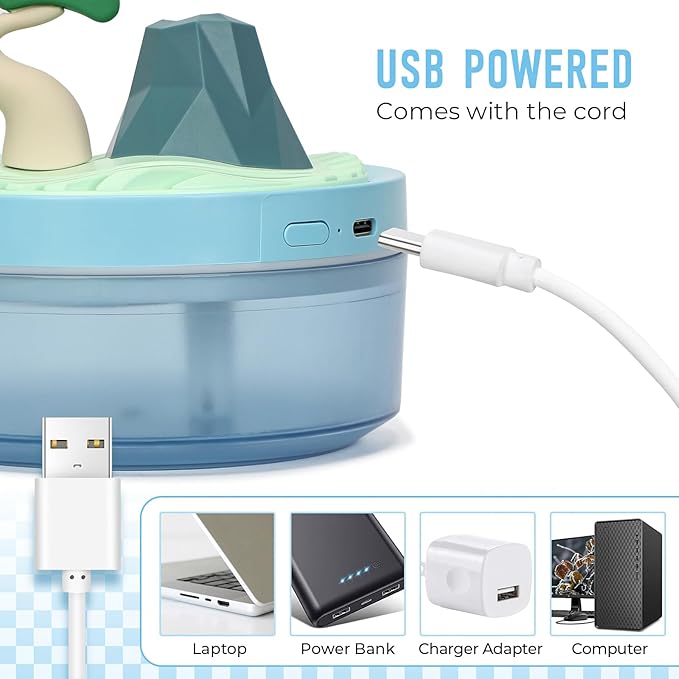 Cute Mini Humidifier, 320ml Pine Tree Desktop Humidifiers for Bedroom, Portable Small Cool Mist Humidification for Home, Baby Nursery, Office & Indoor Plants, USB Powered